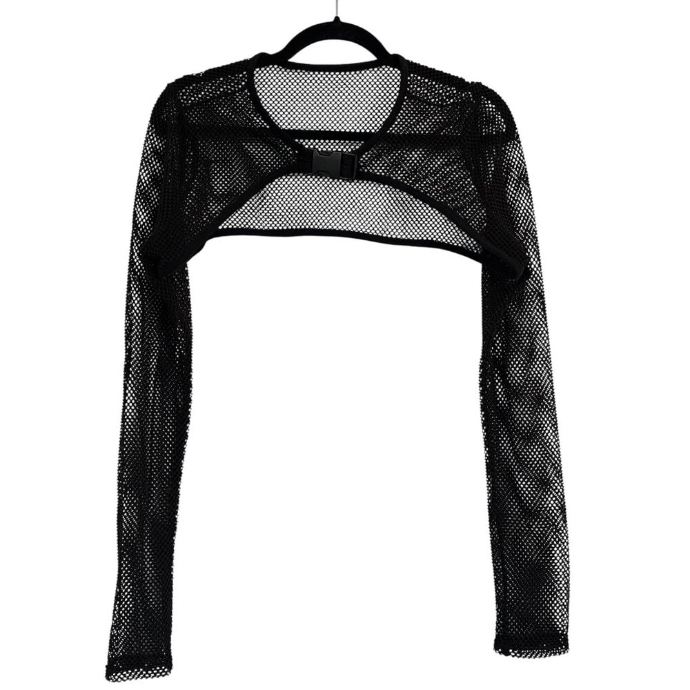 Hot Topic Fishnet Front Buckle Shrug Bolero Medium